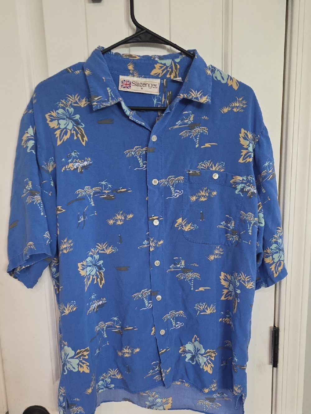 Slazenger Royal Blue Tropical Print Button-Down Shirt